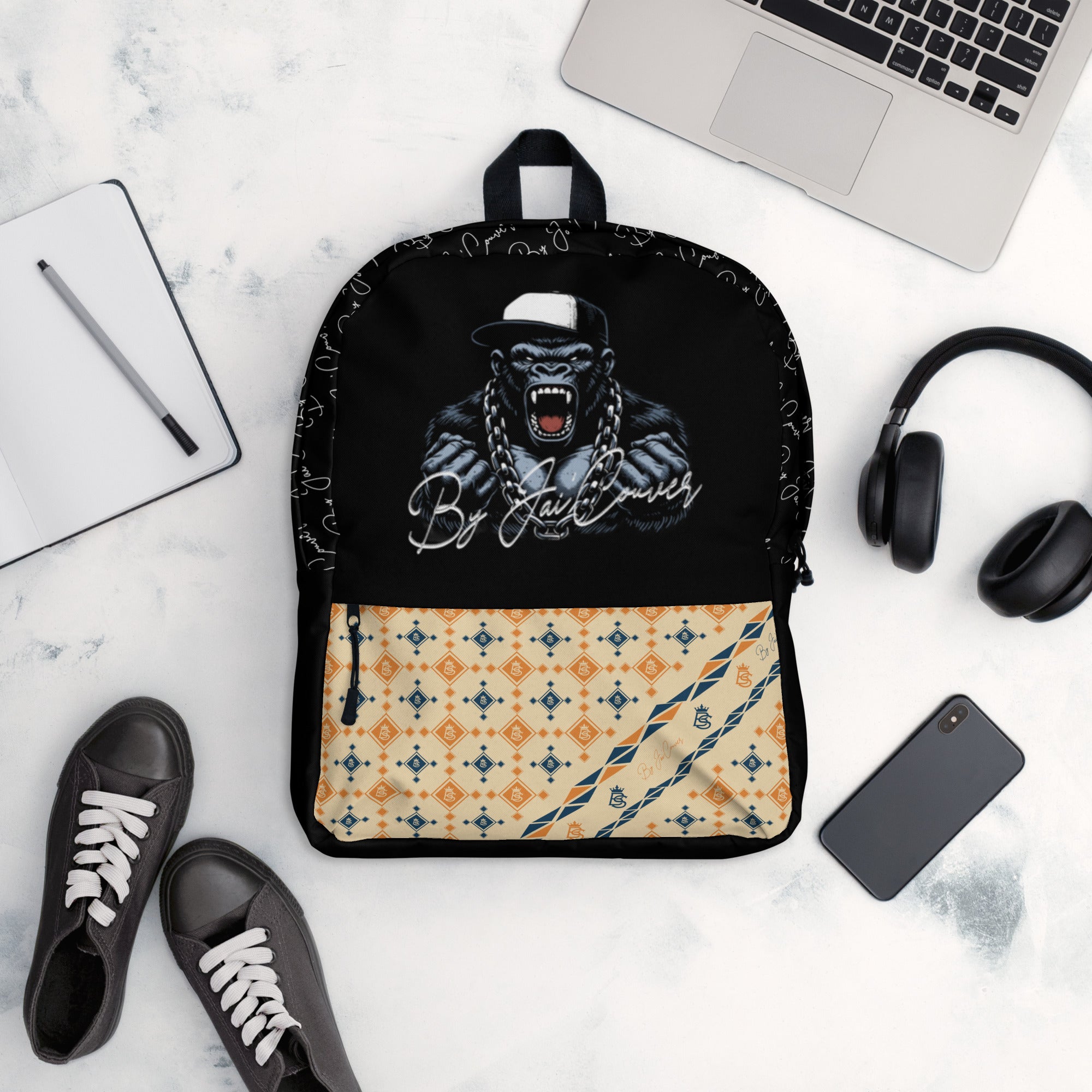 Street Business Angry Gorilla Backpack — Luxury Gold Edition By Jai’Couver