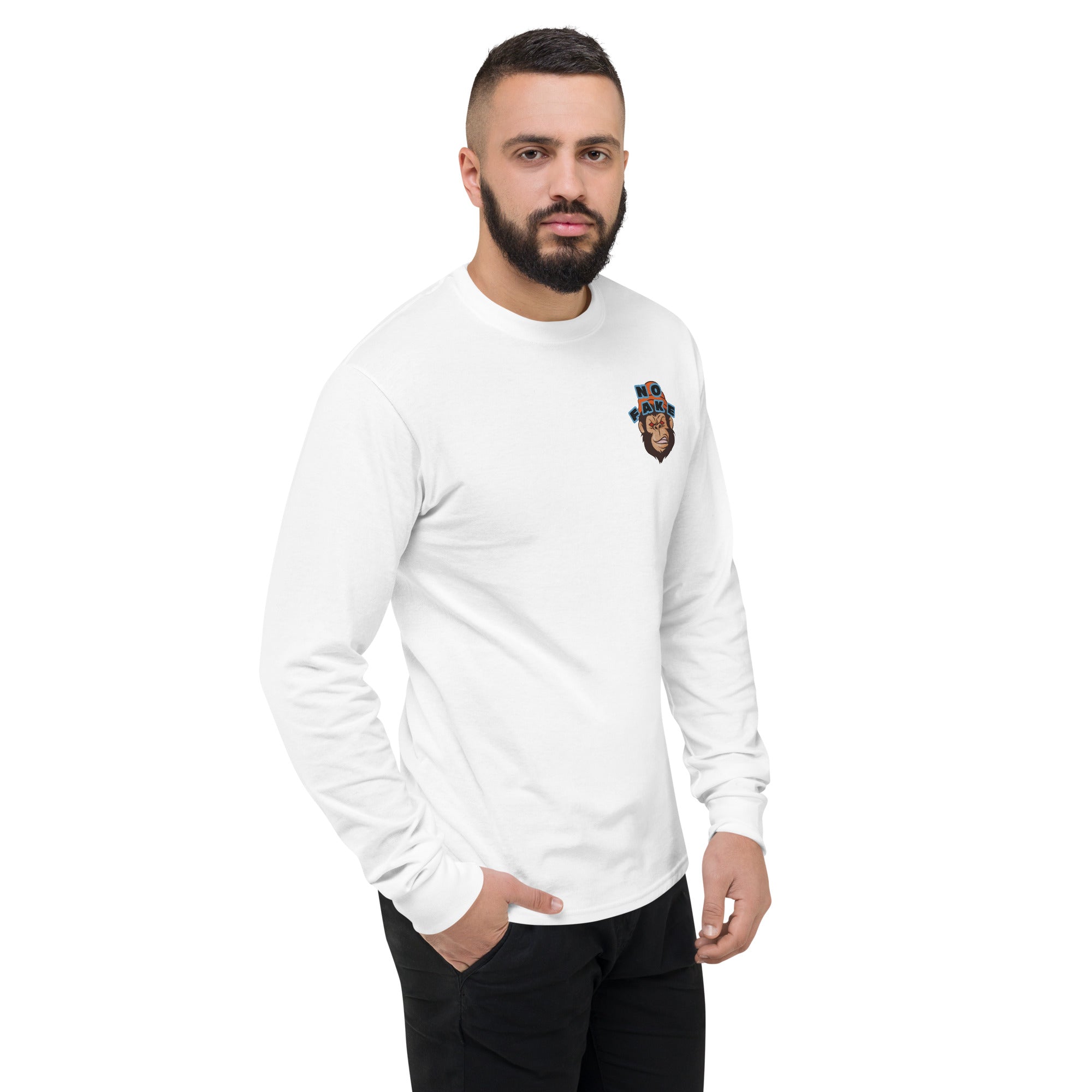 Limited Time Collaboration: Champion and Street Business Angry Gorilla Embroidery Men's Long Sleeve Shirt - Street Business Urban Wear