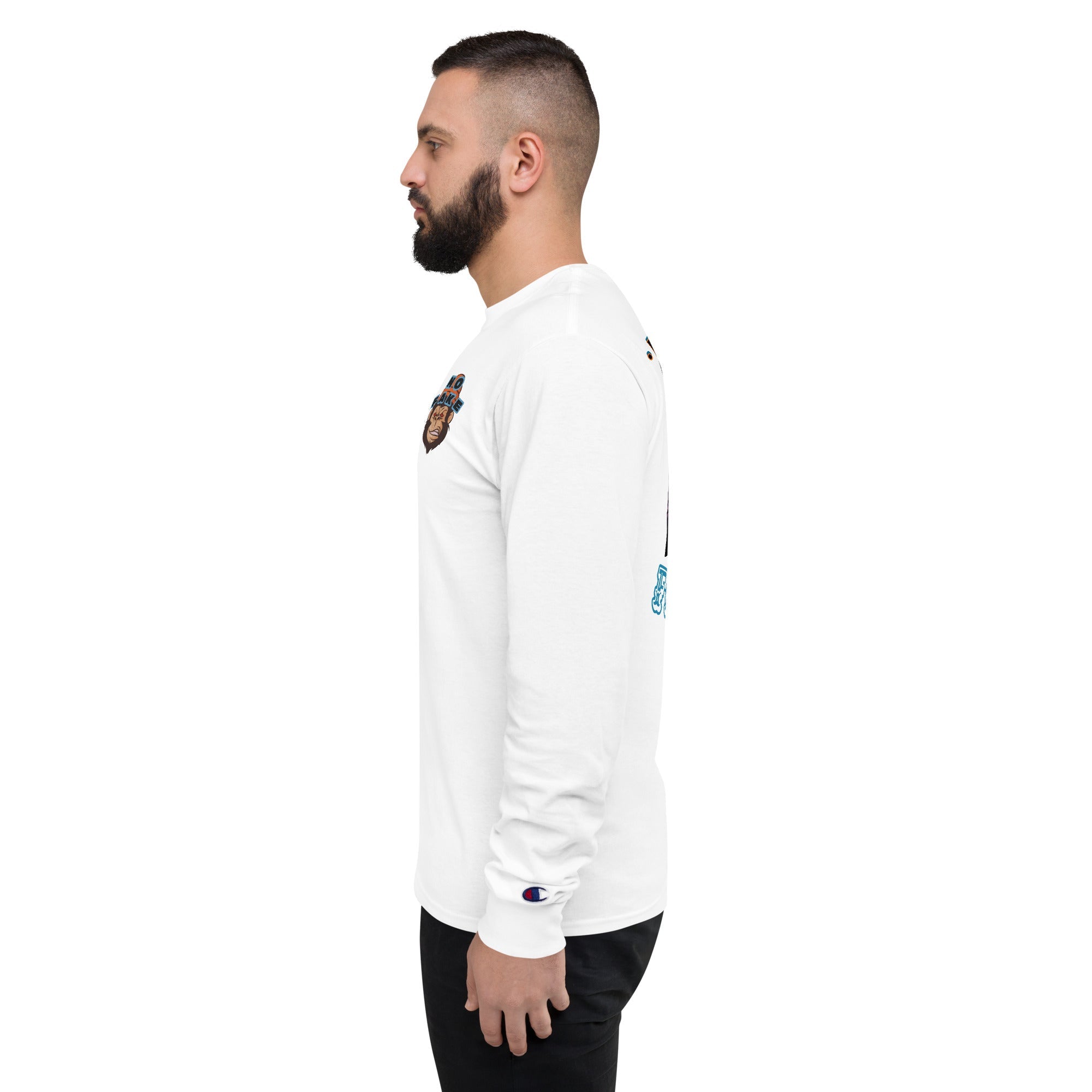 Limited Time Collaboration: Champion and Street Business Angry Gorilla Embroidery Men's Long Sleeve Shirt - Street Business Urban Wear