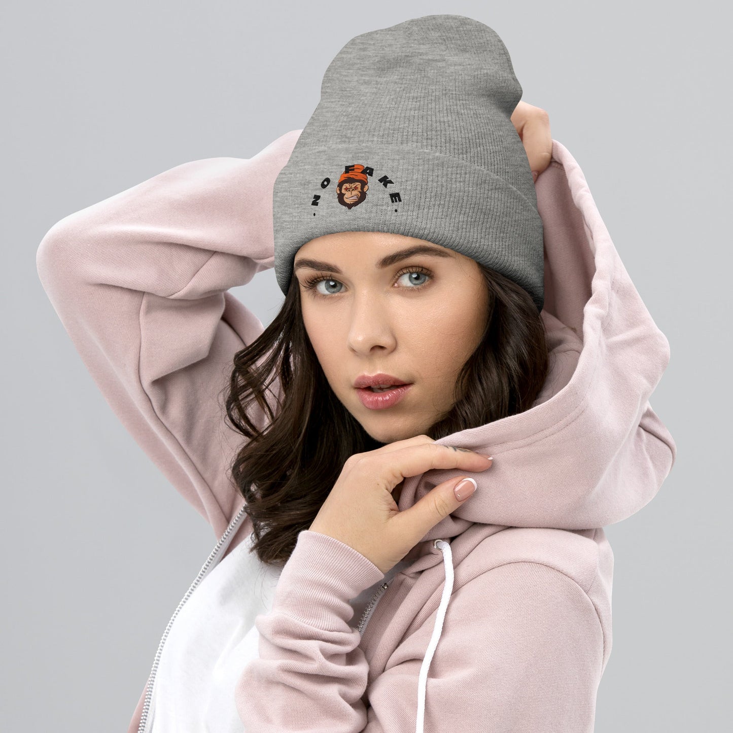 No Fake Angry Gorilla Embroidery Cuffed Beanie - Street Business Urban Wear