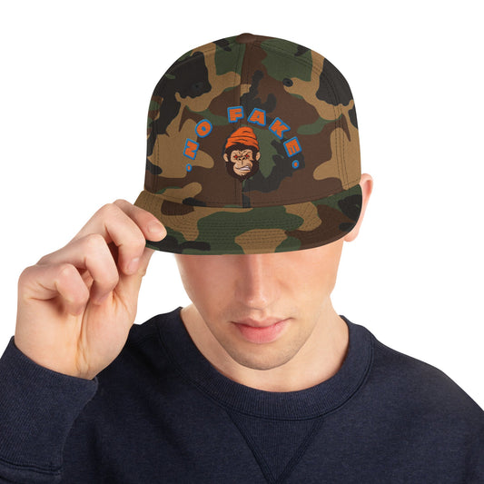 No Fake Angry Gorilla Embroidery Snapback Hat - Street Business Urban Wear