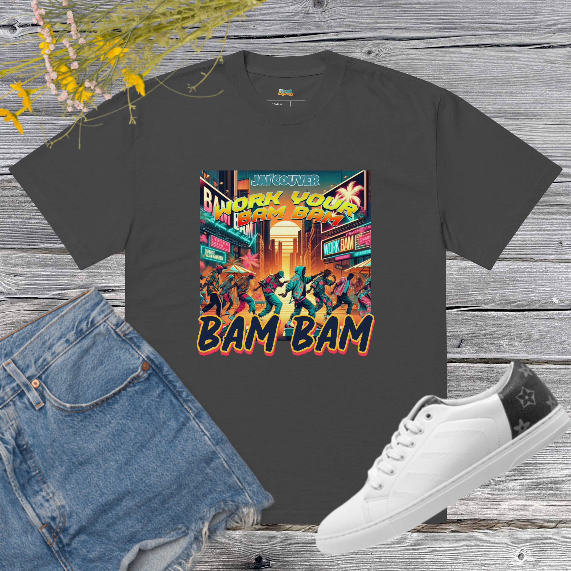 Street Business x Jai'Couver — “Work Your Bam Bam” Unisex Oversized Faded Tee (Limited Edition)