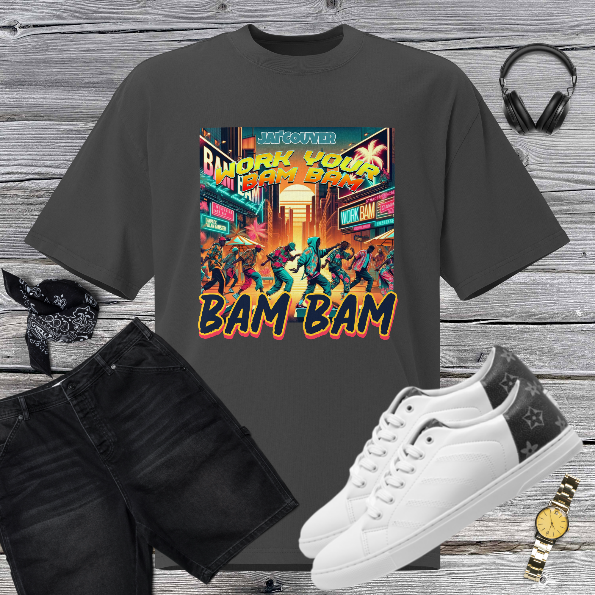 Street Business x Jai'Couver — “Work Your Bam Bam” Unisex Oversized Faded Tee (Limited Edition)