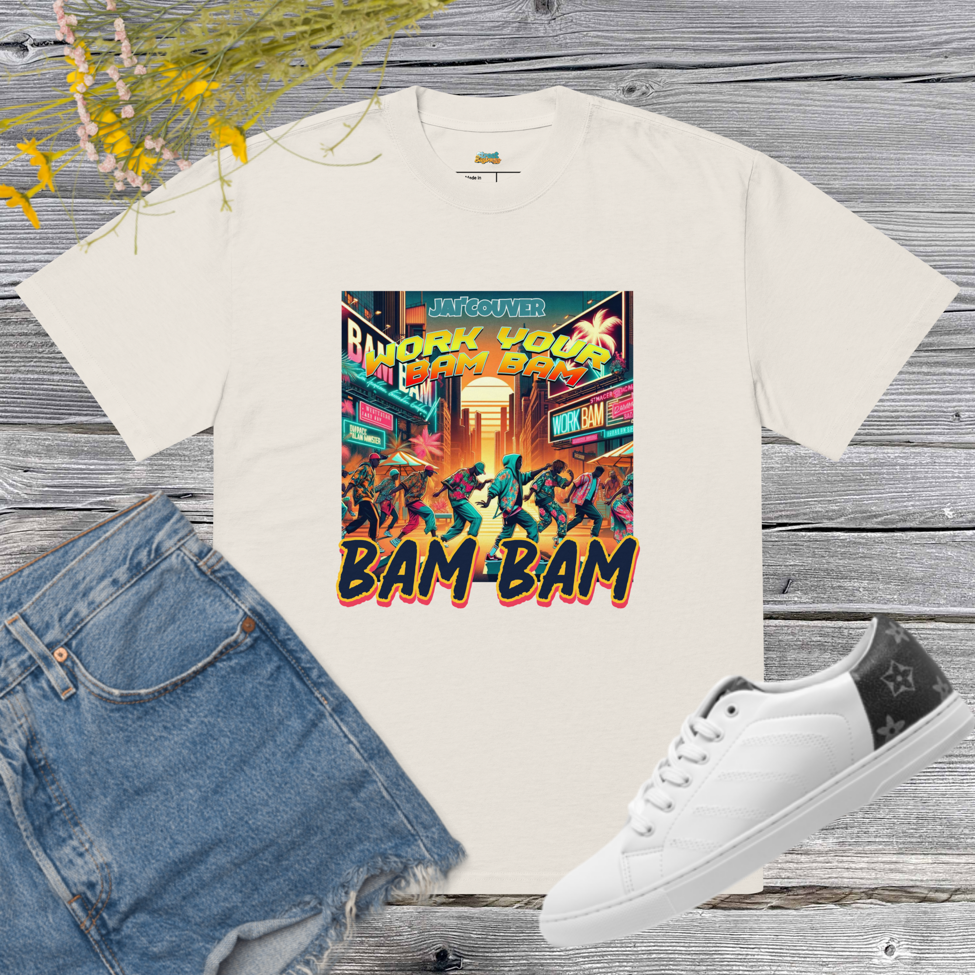 Street Business x Jai'Couver — “Work Your Bam Bam” Unisex Oversized Faded Tee (Limited Edition)