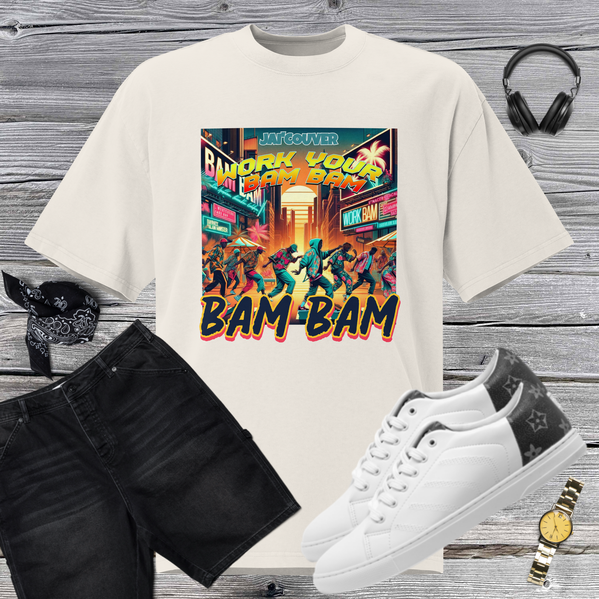 Street Business x Jai'Couver — “Work Your Bam Bam” Unisex Oversized Faded Tee (Limited Edition)