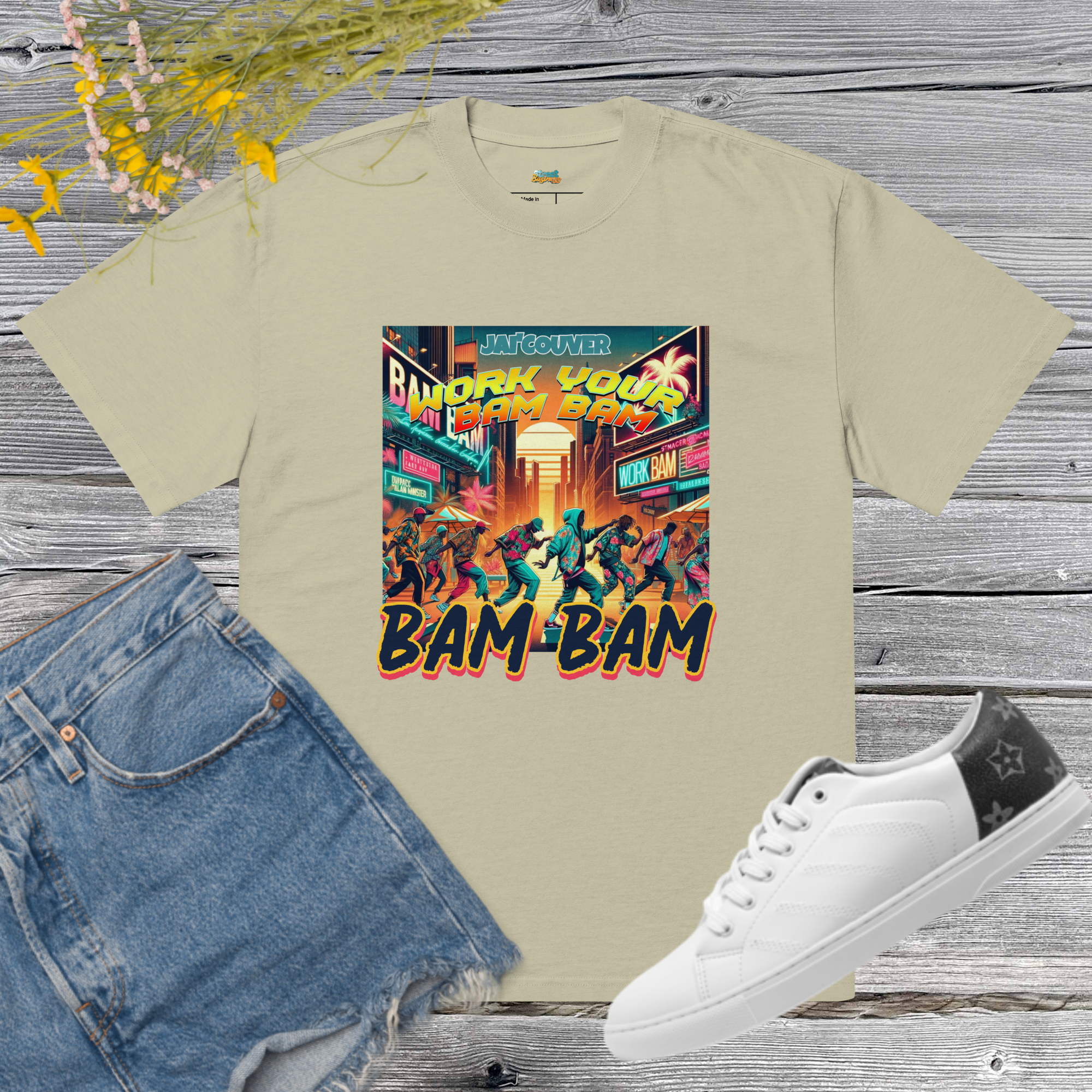 Street Business x Jai'Couver — “Work Your Bam Bam” Unisex Oversized Faded Tee (Limited Edition)