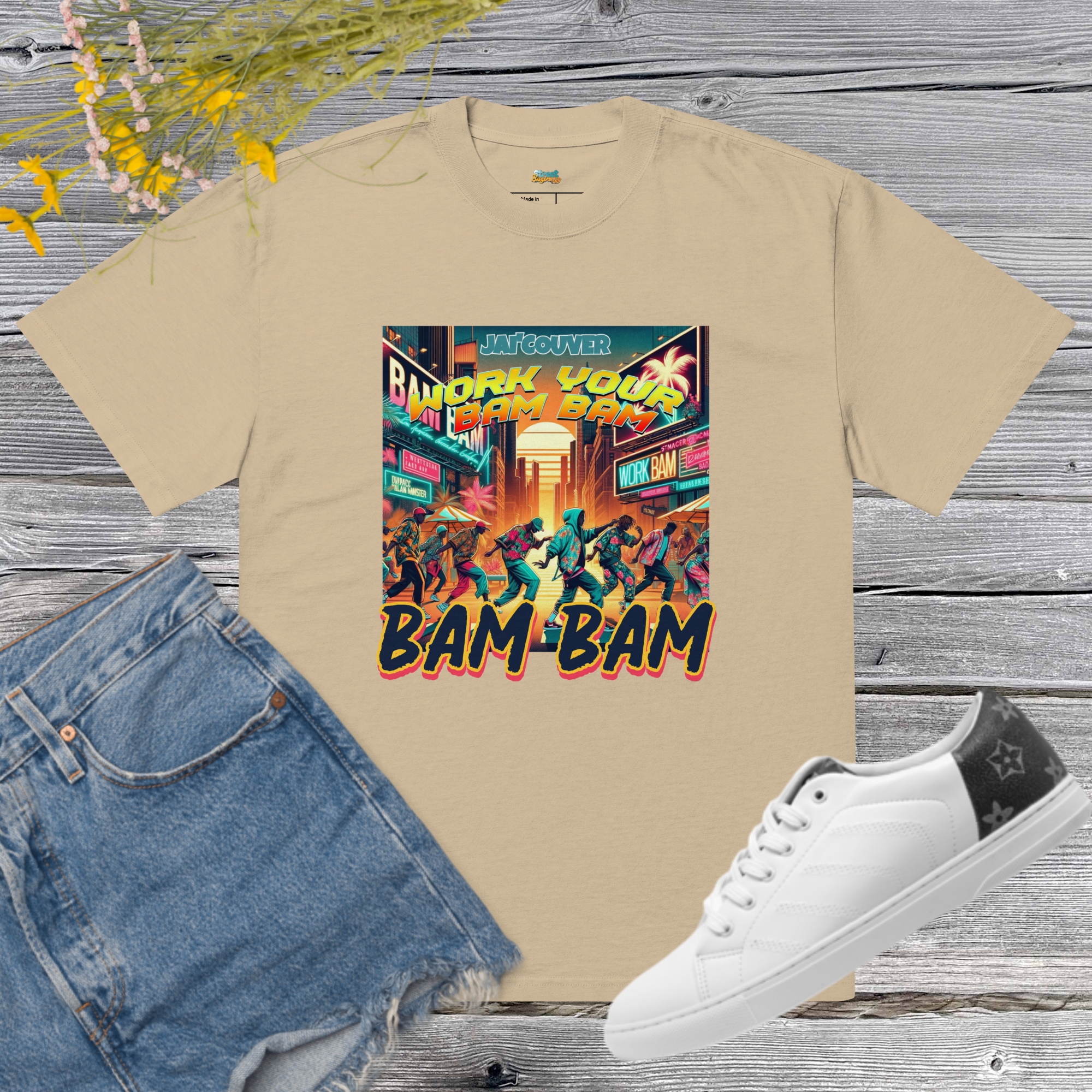 Street Business x Jai'Couver — “Work Your Bam Bam” Unisex Oversized Faded Tee (Limited Edition)