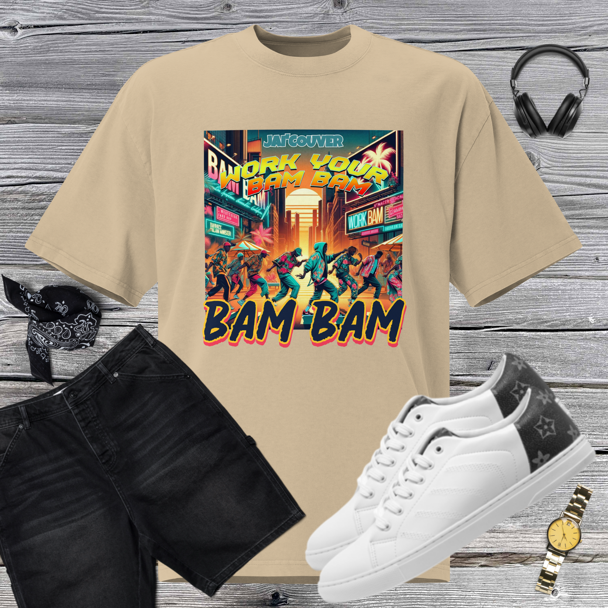 Street Business x Jai'Couver — “Work Your Bam Bam” Unisex Oversized Faded Tee (Limited Edition)